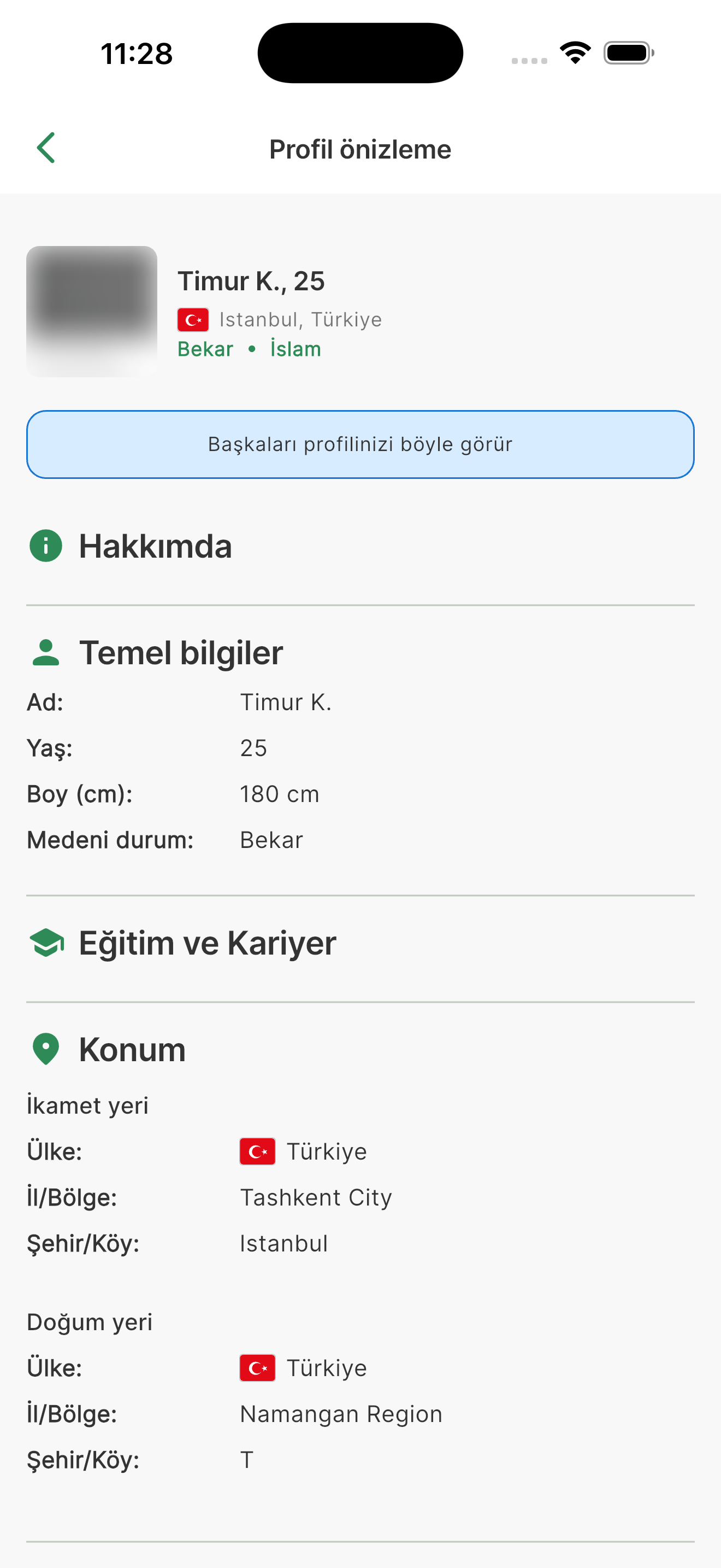 Profiliniz sizin kontrolünüzde