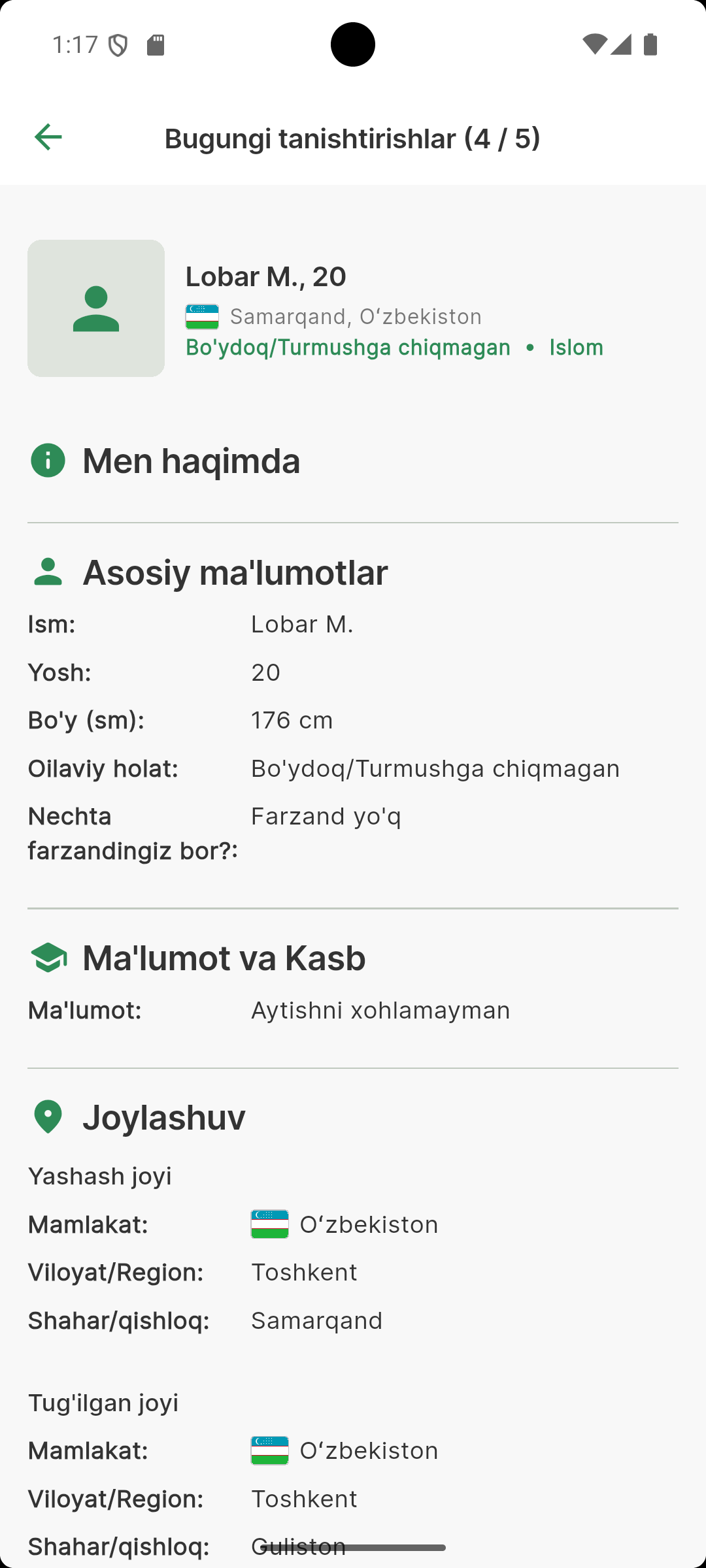 Toʻliq va halol profillar